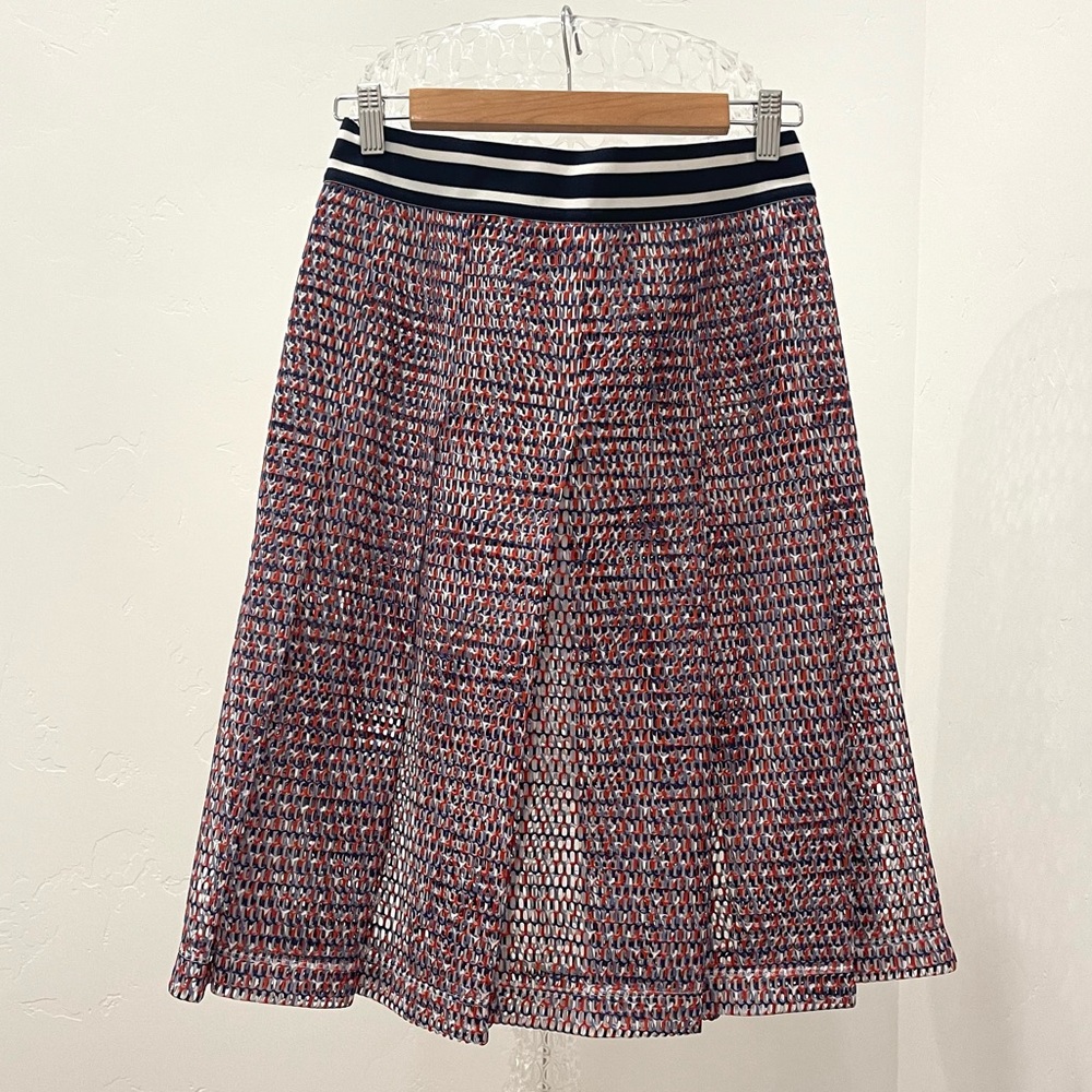 Tory Sport Printed Mesh Pleated Skirt